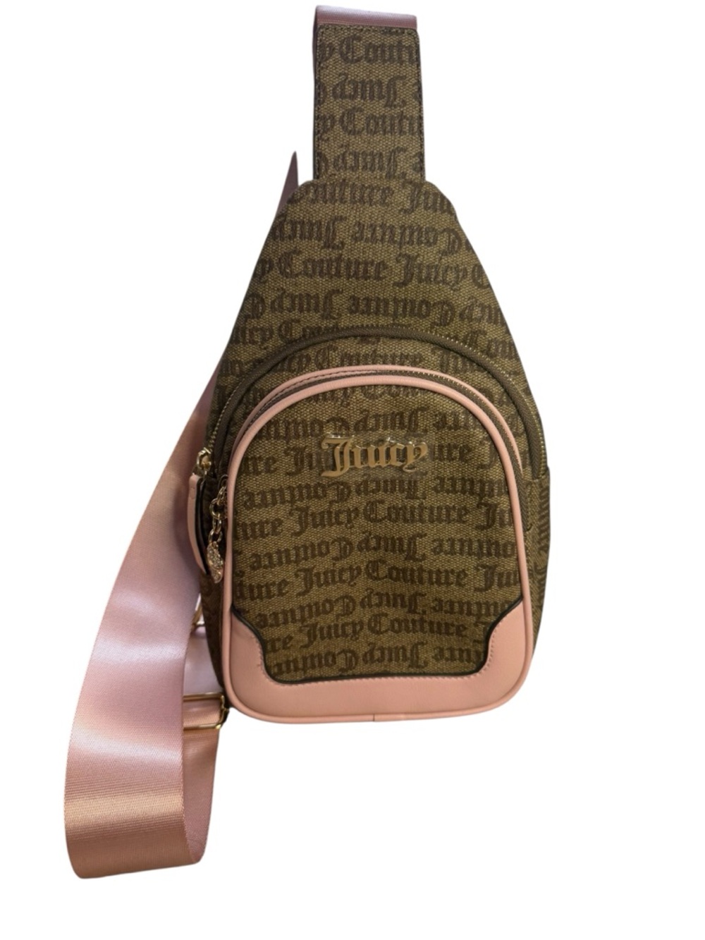 Juicy Couture Pink Trim Monogram Sling Bag EUC